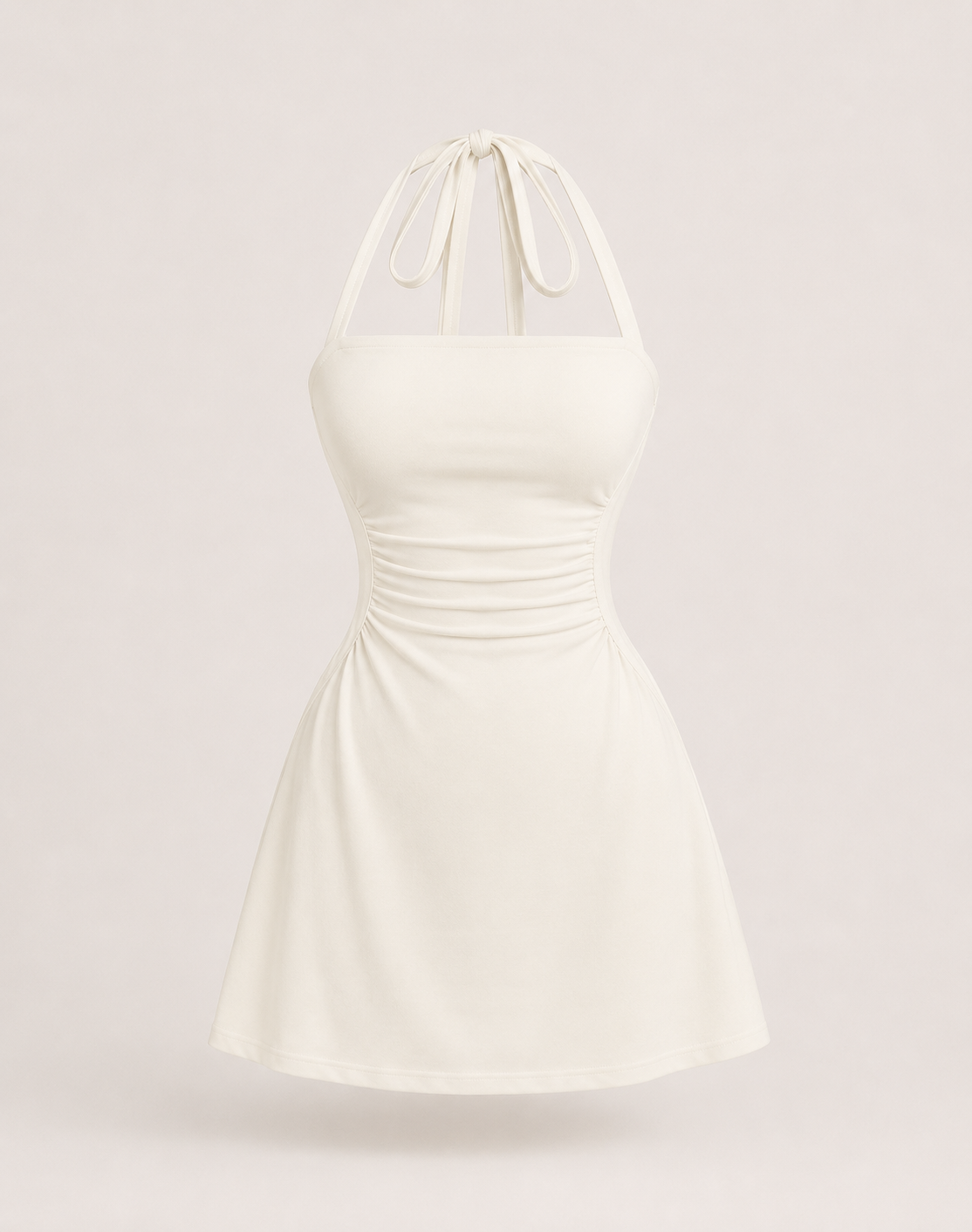 Ruched Tie Back Halter Neck Dress