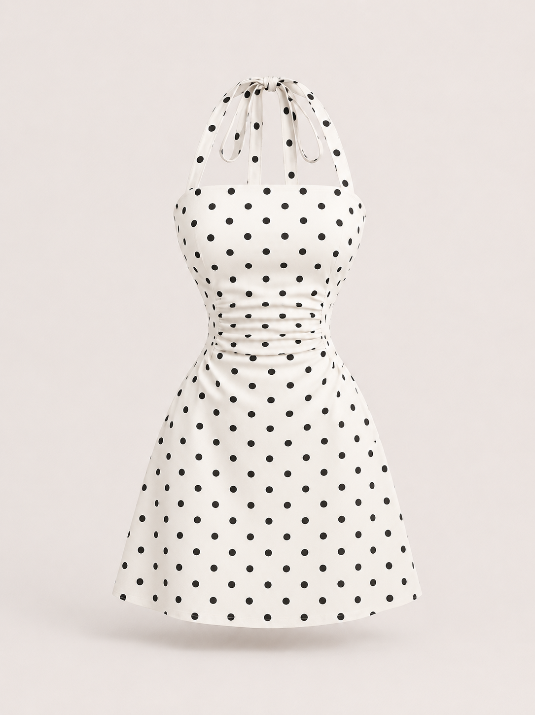 Ruched Tie Back Halter Neck Dress